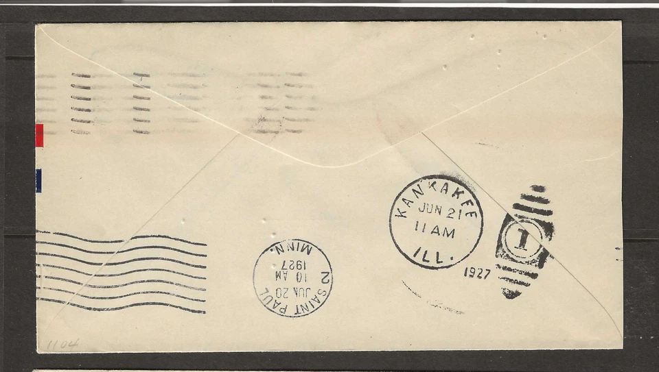 US Scott #C10 Airmail First Day Cover 6-18-1927, 10c dark blue Lindburgh plane - Image 2 of 2
