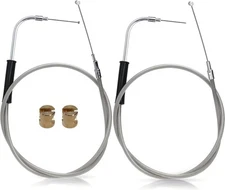 MoKitDora 39" Stainless Steel Braided Throttle Idle Cable Set for 2004-2006 Harl
