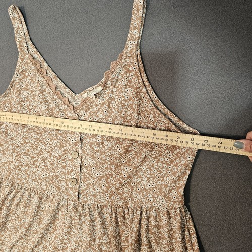 Abito donna Sweet Wanderer Y2K 3XL floreale pizzo orlo bottoni davanti senza maniche boho - Foto 8 di 10