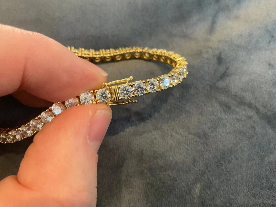 17.6 Carat Lab Created Diamond Tennis Bracelet 14ct Gold Plated 925 7.5” Inch - Image 4 of 4