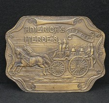 WB01116 NOS VINTAGE 1970s AMERICA'S HEROE'S FIRE DEPARTMENT BELT BUCKLE