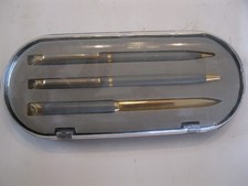 Gray  & Gold Ballpoint Pen & Pencil Set w/ Box