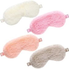 4 Pieces Plush Eye Mask Silk Furry Sleep Masks Comfortable one size, Colorful