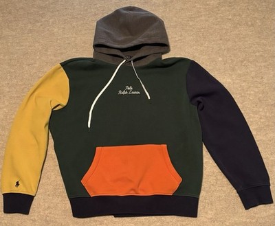 Polo Ralph Lauren Men's Large Color Block Hoodie Sweatshirt Script