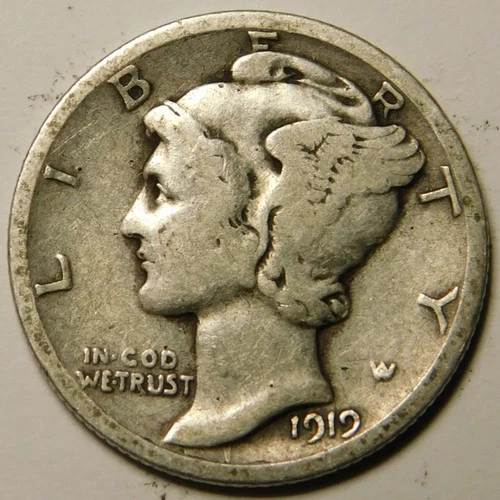 1919 D Mercury Dime VG - F   "Actual Coin Pictured - Appears Cleaned"