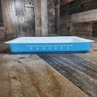 Pyrex Snowflake Garland 933 Lasagna Baking Pan Vintage Rectangular Blue