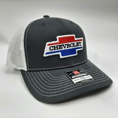 Richardson 112 Trucker Chevy Chevrolet Patch Cap Hat Mesh Snapback Gray - Picture 2 of 4
