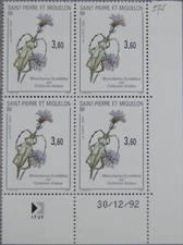 ST. PIERRE MIQUELON SPM 1993 651 588 4x Fauna & Flora Insect Flower Beetle **