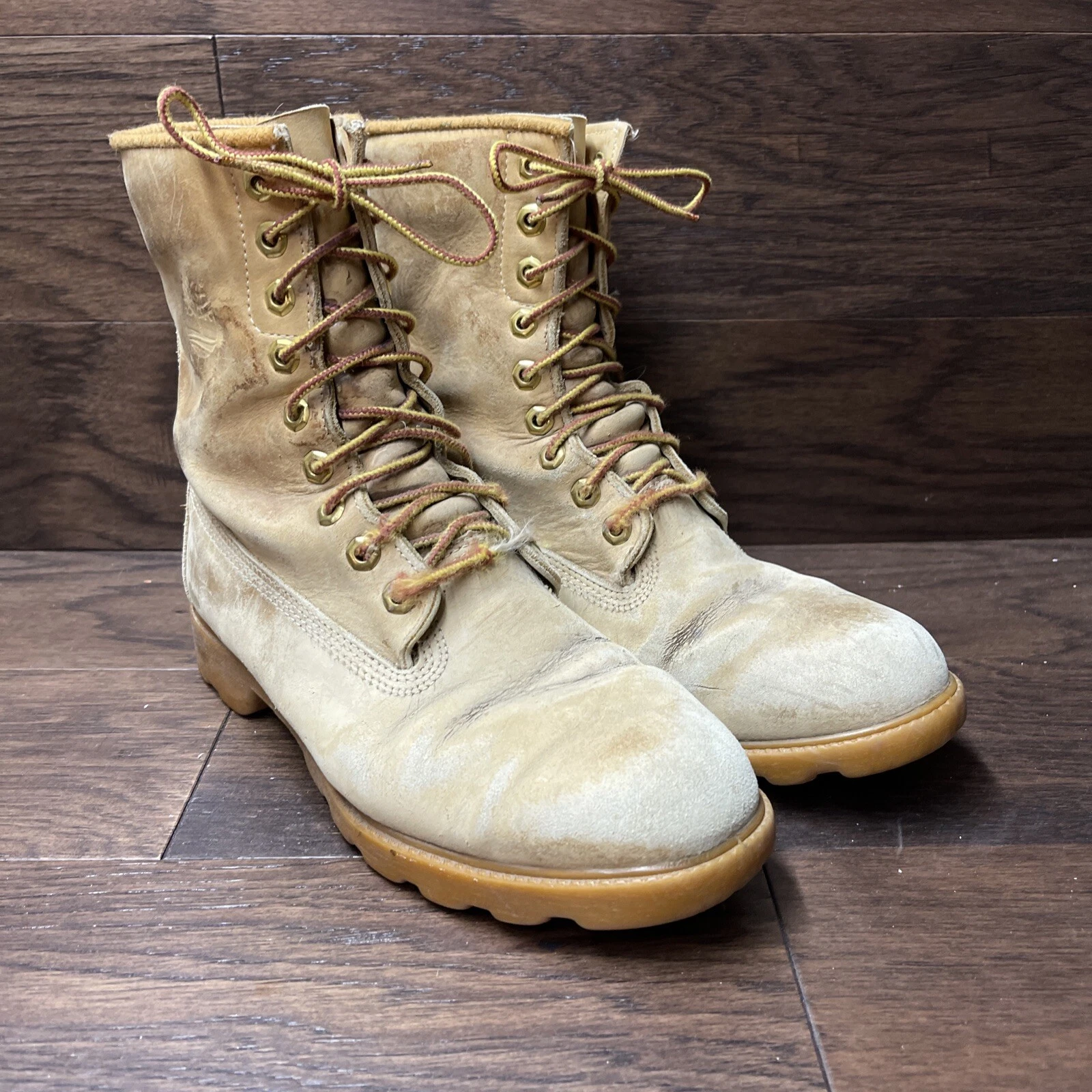 Vintage Timberland Womens Size 9 M 6" Waterproof Boots Wheat Nubuck Made In USA