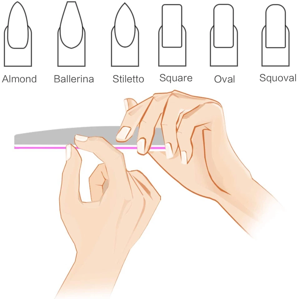 Professional Nail Files 100/180/240 Grit Half Moon Emery Board Buffer File Set - Image 4 of 4