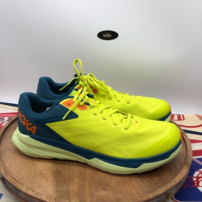 Hoka One One Mens Zinal Trail Running Shoe Evening Blue Coral Yellow Size 12.5 D