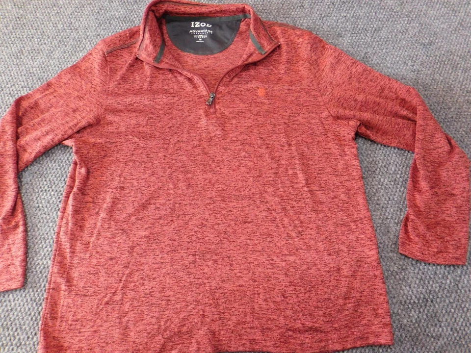 Sudadera Izod Para Hombre Mediana Roja Ventaja Rendimiento Jersey Elástico 1/4 Cremallera Foto 2 de 4