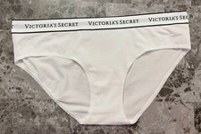 NWT VICTORIA'S SECRET LARGE WHITE THICK LOGO WAISTBAND HIPHUGGER PANTIES