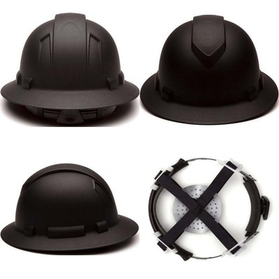 black full brim hard hat