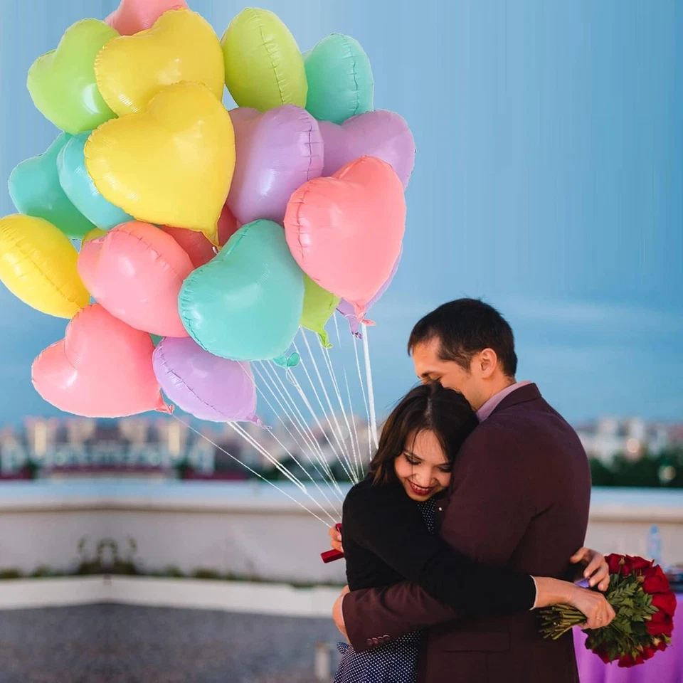 30 Pcs  Heart Balloons Rainbow Heart Shaped 18 Inch Balloons Foil Balloons - Image 3 of 4