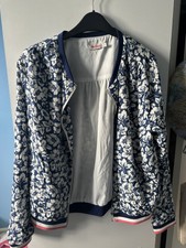 Cath Kidston Blue/white Flower Didworth Bomper Jacket Size S Rrp £60