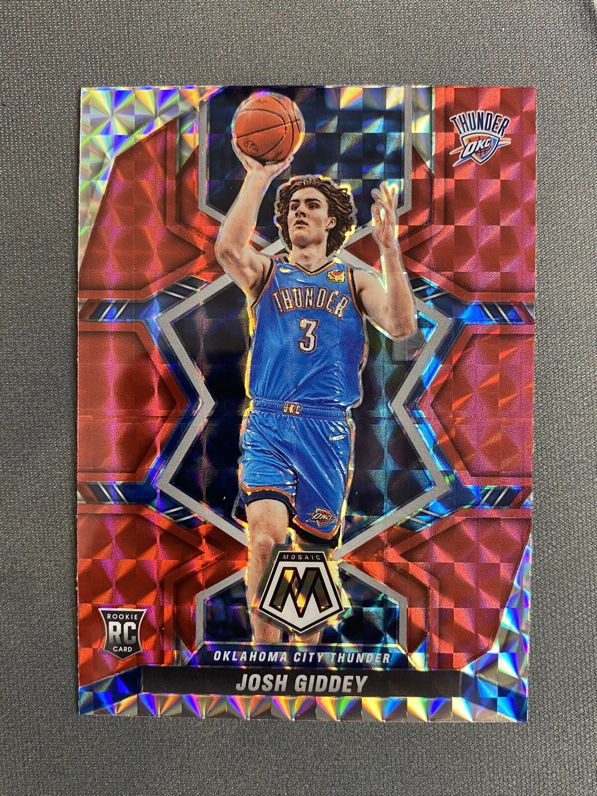 Josh Giddey Red Mosaic RC 2021-22 Panini NBA Mosaic #210 Thunder Rookie