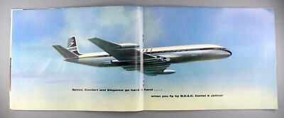 BOAC DE HAVILLAND COMET 4 JETLINER LARGE VINTAGE AIRLINE BROSCHÜRE 1957 B.O.A.C.