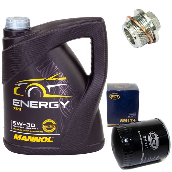 MotoröL Set 5W-30 5 Liter + ÖLfilter SM 174 + Schraube FüR Audi 80 A4 A6 A8 2.8-image