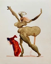 Salvador Dali 1960 DIVINE COMEDY INFERNO #33 Color Woodcut Wood Block Engraving