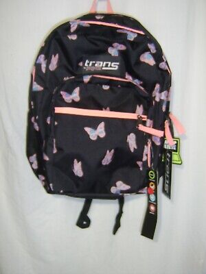 NEW Trans by JanSport 17" Supermax Backpack Butterfly Ballet in Black & Pink Bag