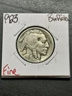 1923 P Buffalo Nickel 5c FN Fine Better Date Coin (Raw12477)