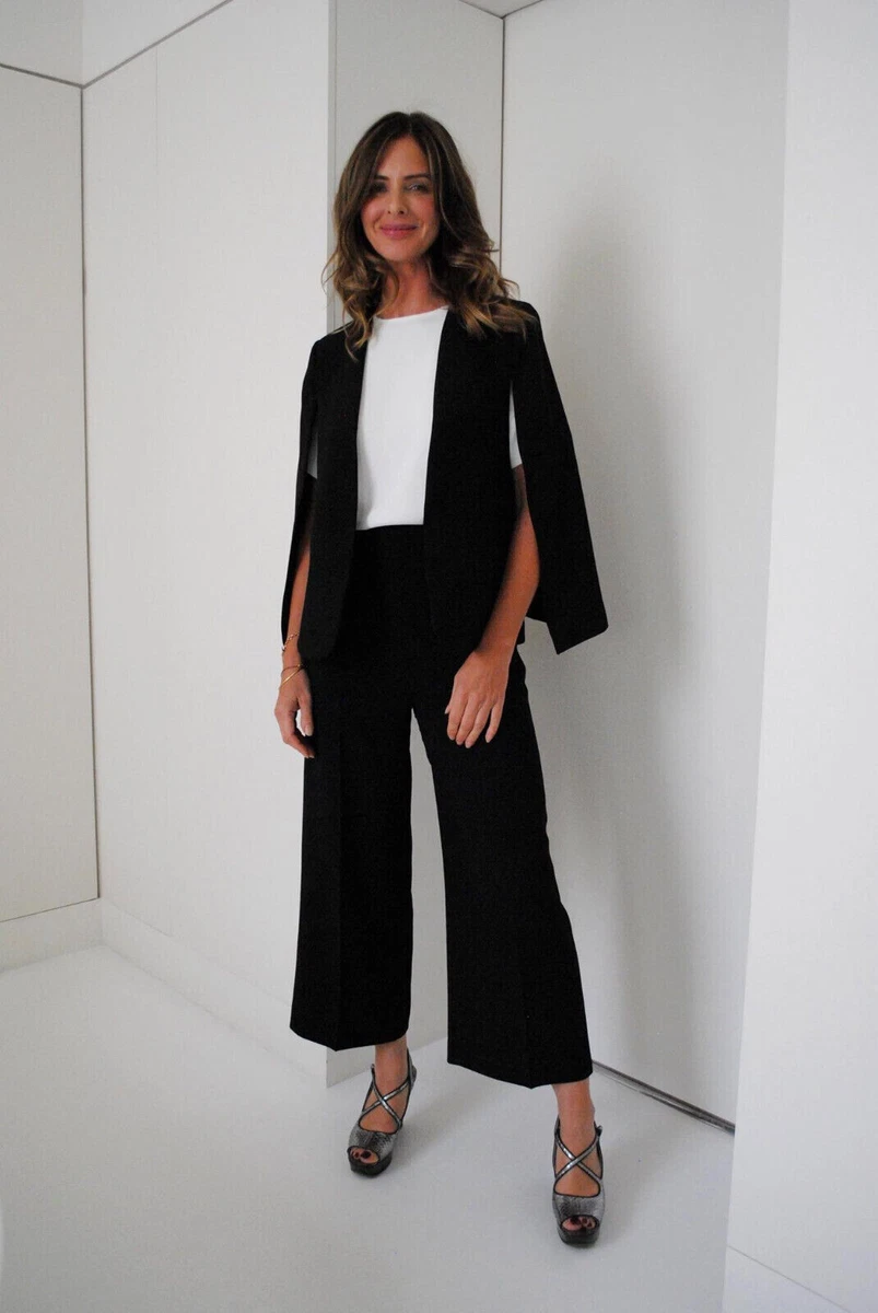 ZARA BLACK CAPE BLAZER PONCHO JACKET SLITS ASO QUEEN LETIZIA TRINNY SIZE SMALL S