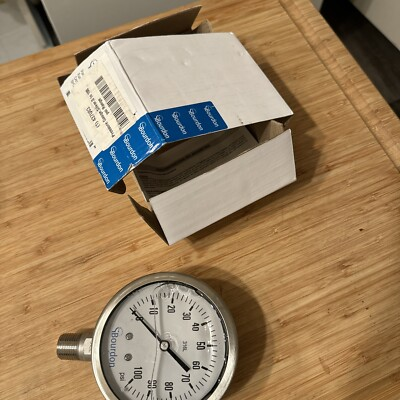 #ad BOURDON Industrial Pressure Gauge: 0 to 100 psi 4 in Dial Liquid Filled $125.00