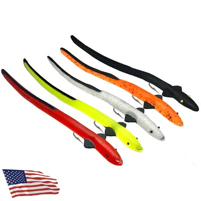 - 5'' Sand Eel Lures for Bass, Musky, Pike, and Cobia, Prerigged Fishing Lures...