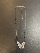 Sterling Silver White Cubic Zirconia Butterfly Necklace