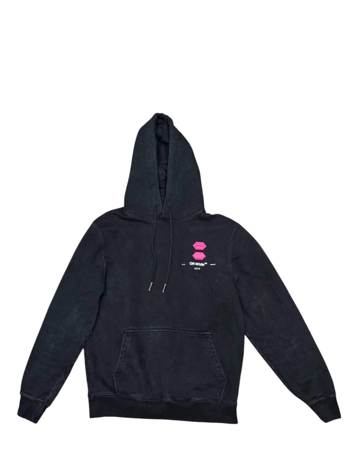 OFF WHITE Felpa con cappuccio Off White Virgil Abloh nera con scarabocchio bianco 2013 stagionale taglia XS