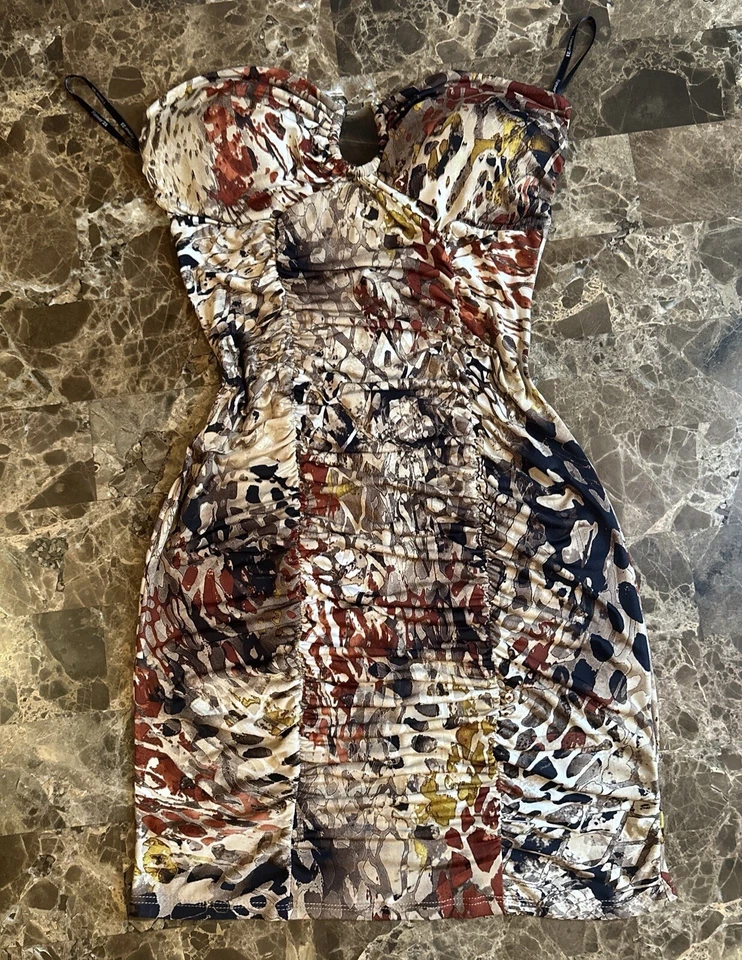 Vintage Forever 21 Womens Babydoll Y2K 00s Leopard Dress Sz S Beach Fairy USA!