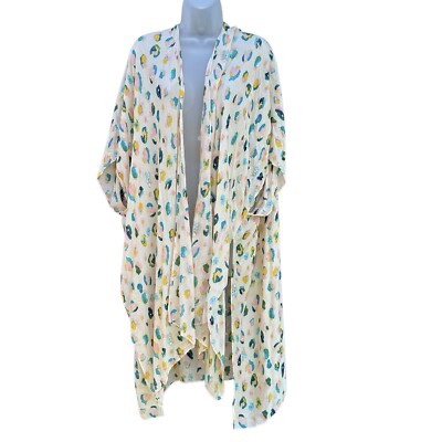 RACHEL ROY Women OS Multi Pastel Open Front Boho Lightweight Cover Up Kimono Top