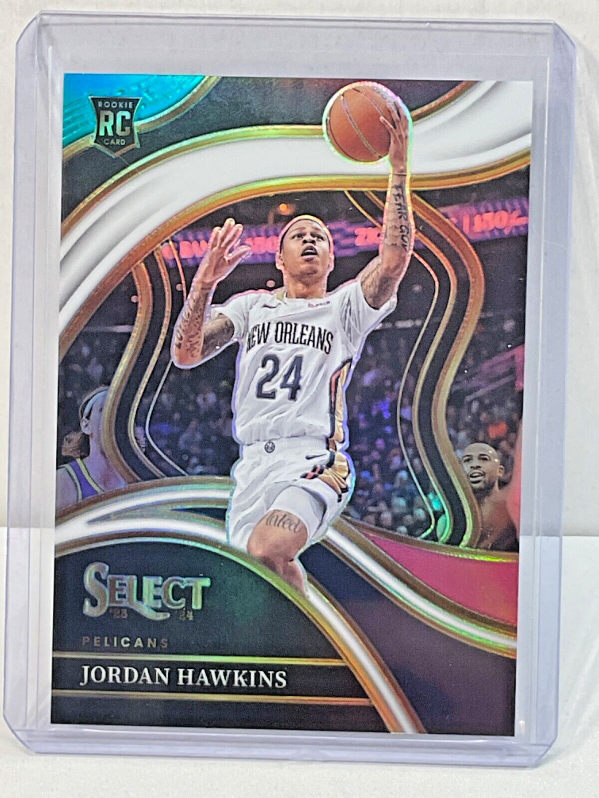 2023-24 PANINI SELECT #280 JORDAN HAWKINS #/49 TEAL WHITE PINK PRIZM PELICANS