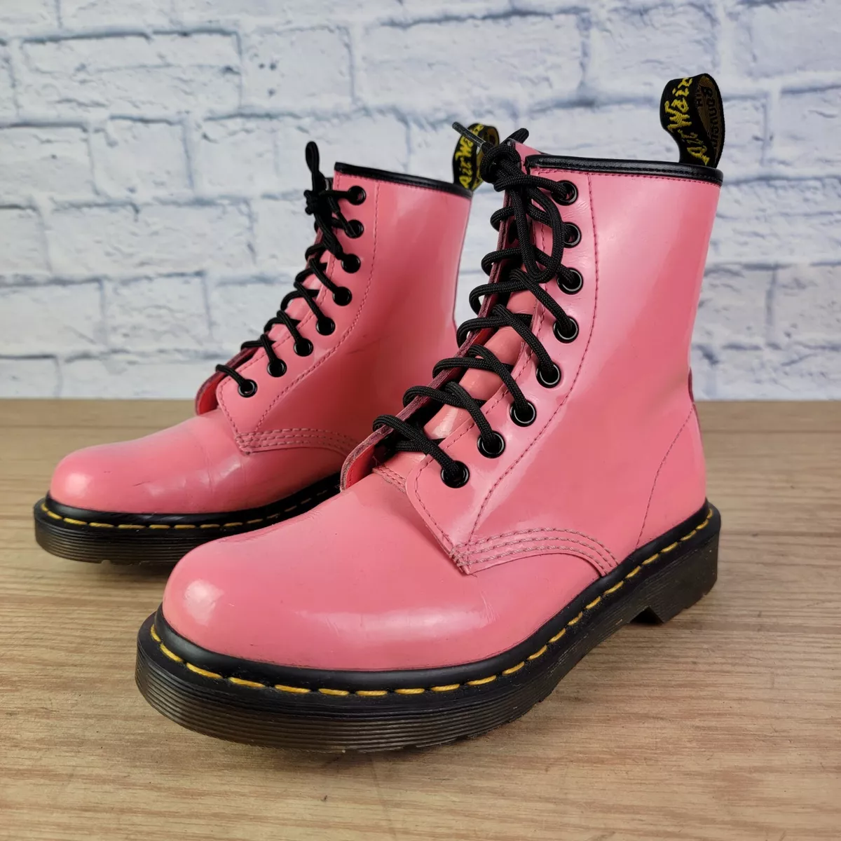 Dr. Marten 1460 W Bubblegum Pink Combat Patent Leather Women's