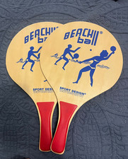 Vintage Beach Ball Paddle Blue Red Design Red Handle Summer Fun