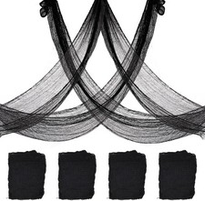 4 Pack Halloween Creepy Cloth Decorations, 30X72 Inch Black Scary Halloween Gauz