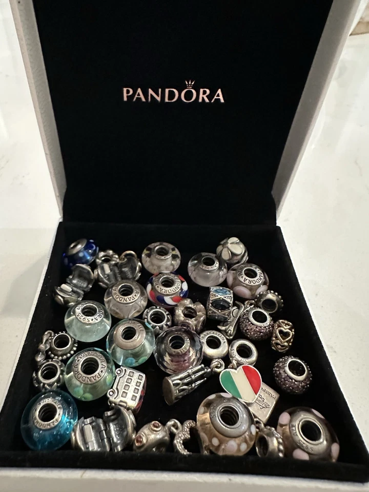 Pandora Cristal de Murano y Plata de Ley Circonita cúbica Verano 4 de Julio Conjunto de 3 Dijes Foto 2 de 2