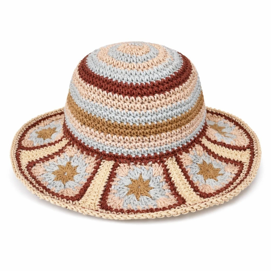 Dorfman Pacific Toyo Straw Floppy Sun Hat Women's OS Women Flower Boho Beachy