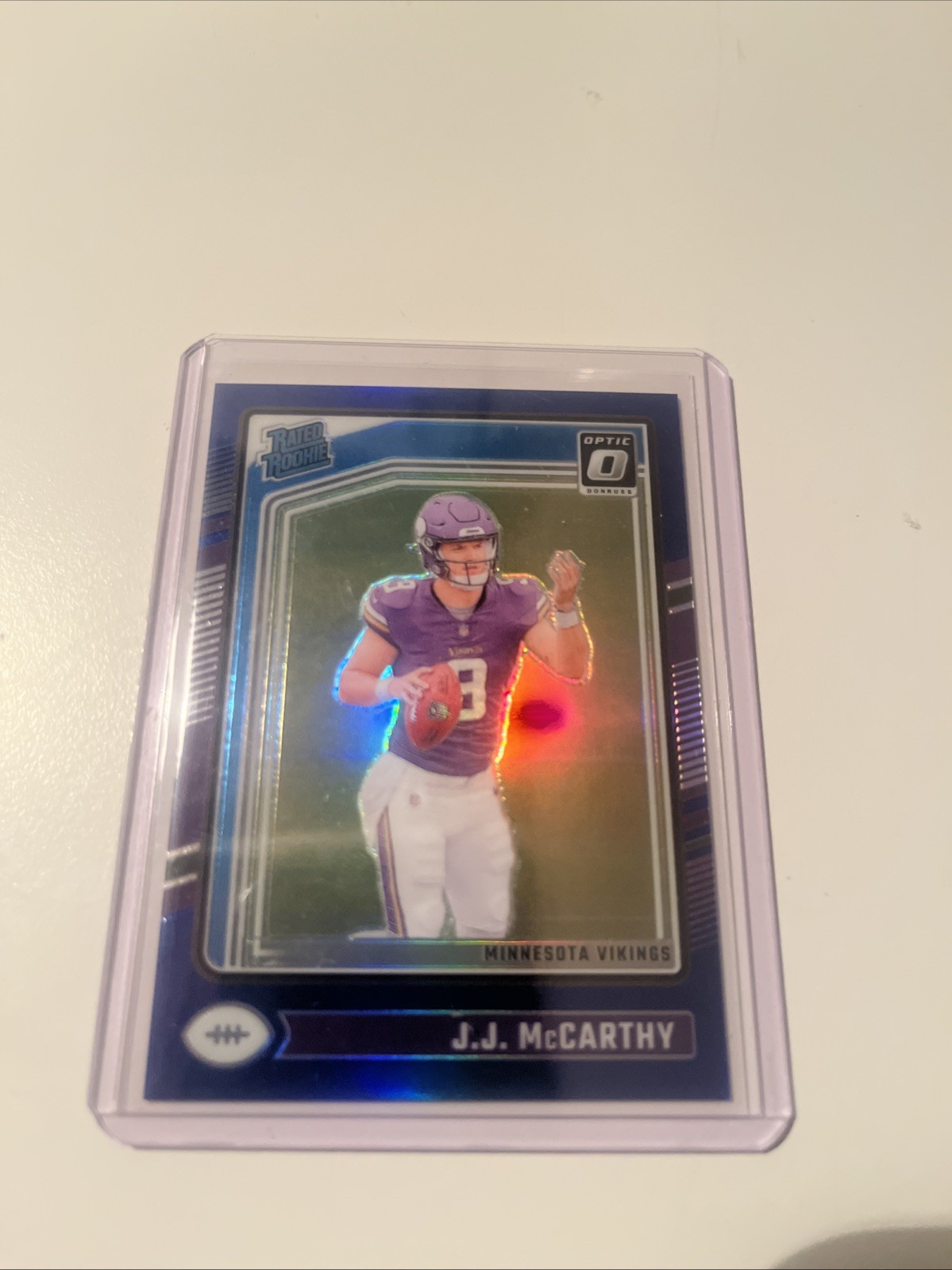 2024 Panini Donruss Optic - Rated Rookie J.J. McCarthy #235 Blue Prizm /199 (RC)