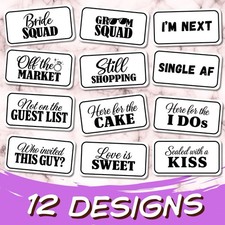 12 Designs Wedding Photo Booth Props PVC Signs 6 Double Sided Funny Bride Groom