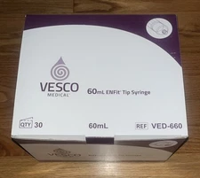 Vesco Medical ENFIT Tip Syringe 60ML 30 Pack VED-660 NEW