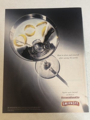 Smirnoff Vodka 007 James Bond 1997 Vintage Print Ad Advertisement pa44
