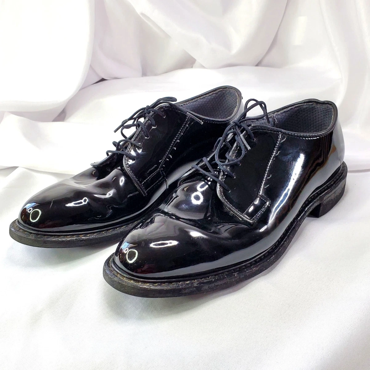 Bates High Gloss Black Oxford Dress Shoes Military Duty Mens 9.5E Vibram Leather Bates Oxford Patent Leather Dress Shoes for Men for sale | eBay main image 4