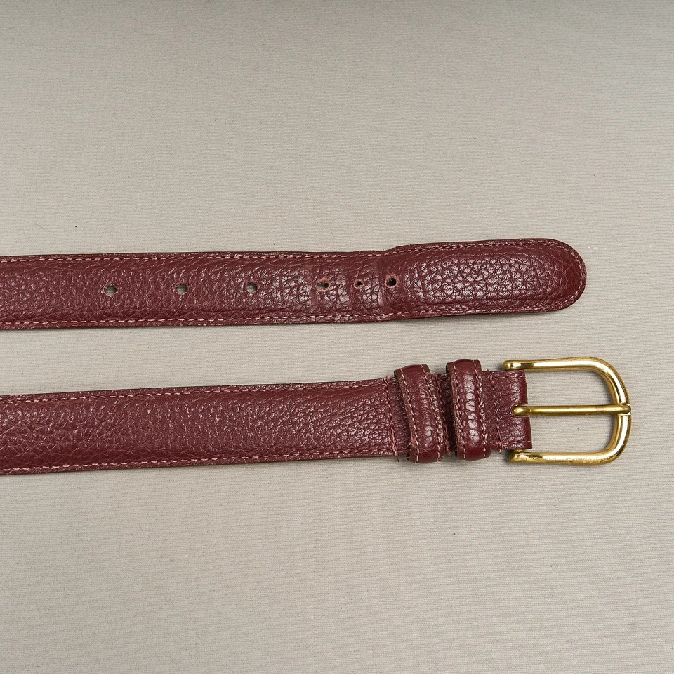 Cinturón L. L. Bean para Hombres 32 Borgoña Cuero Guijarro 1" Hebilla de Latón EE. UU. Foto 2 de 4