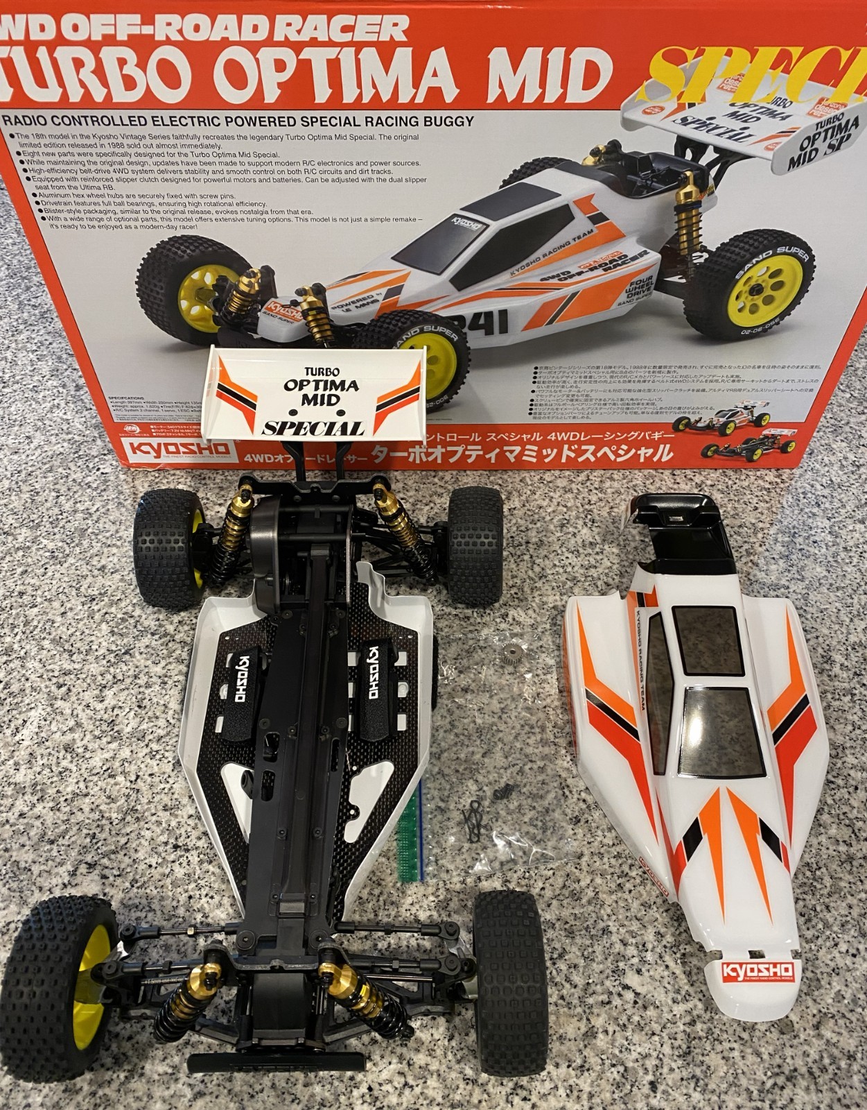 Kyosho Turbo Optima Mid Special (TOMS) 4WD Buggy Kit #30623; Painted & Assembled