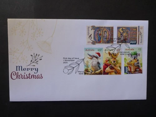 AUSTRALIA 2024 Christmas Set 5 Stamps First Day Cover