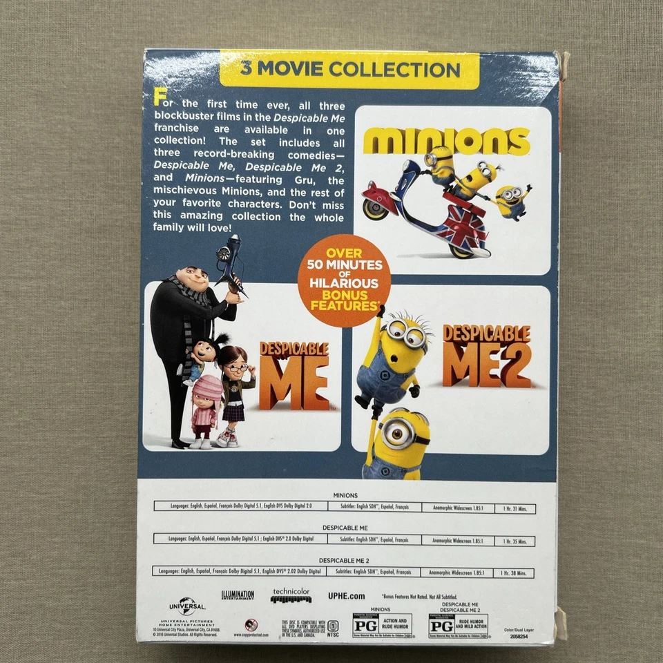 Despicable Me 1 & 2 & Minions (DVD Box Set NEW) Illumination Kid Animated Comedy - Image 3 of 4