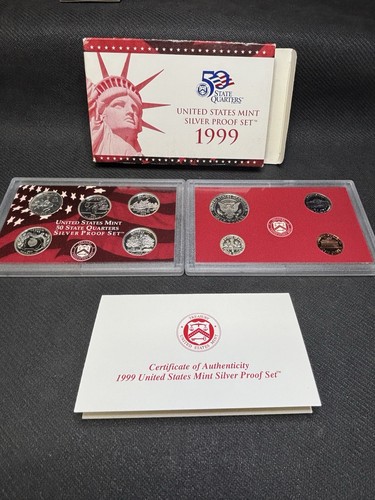 1999 Silver Proof Set OGP COA 9 Coin Set - Picture 2 of 4