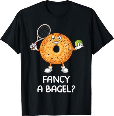 Funny Bagel Tennis Player Novelty T-Shirt
